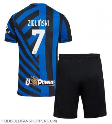 Inter Milan Piotr Zielinski #7 Hjemmebanetrøje Børn 2024-25 Kortærmet (+ Korte bukser)